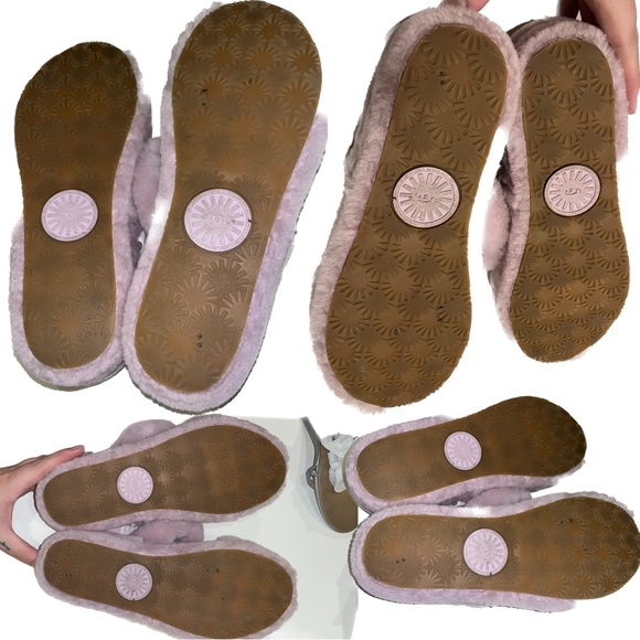 UGG “Oh-Yeah” Baby Pink Sheepskin Platform Wedge Sling Back Slippers Size 10 - Picture 3 of 12
